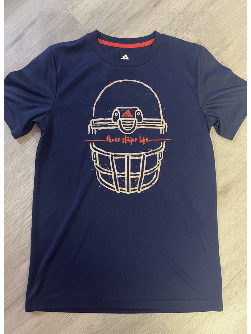 Adidas Kids Graphic T-Shirt Three Stripe Life Navy Blue Medium